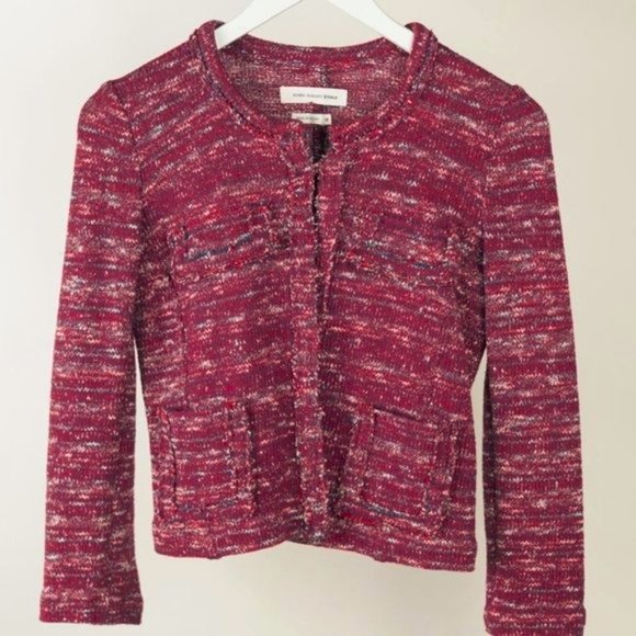 Isabel Marant Étoile Ariana Burgundy Tweed Boucle Jacket - Picture 2 of 8